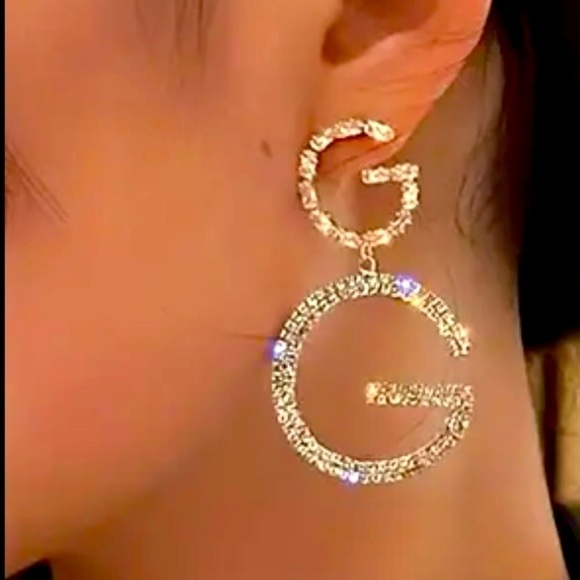NWT-GLITZ AND GLAMOR SPARKLING RHINESTONE DANGLE EARRINGS GOLDTONE - Picture 1 of 2